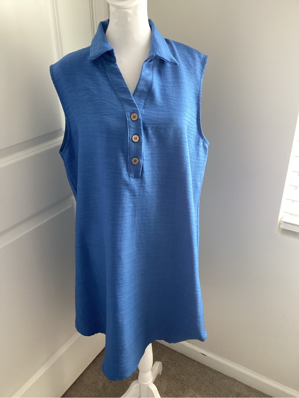 Cupshe Blue Sleeveless Collared Tunic Dress L